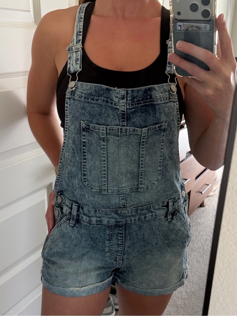 NOBO Washed Blue Denim Short Overalls